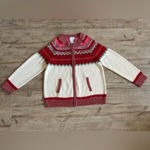 The Paragon zip up knit red cream pink green sweater cotton blend winter